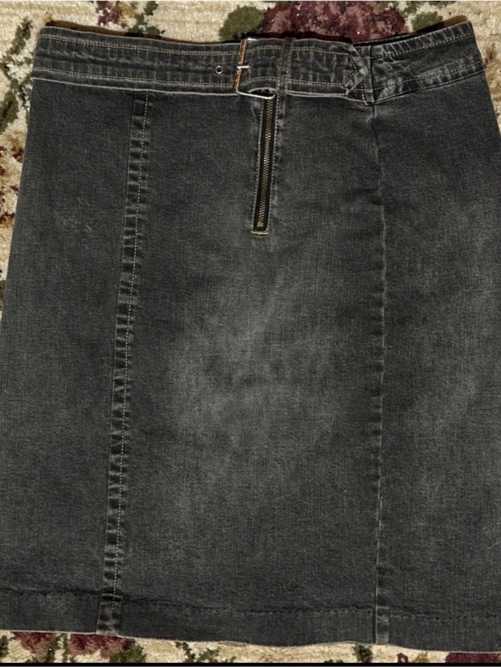 Vintage Tommy Hilfiger Zip Black Denim Mini skirt with belt Size 4